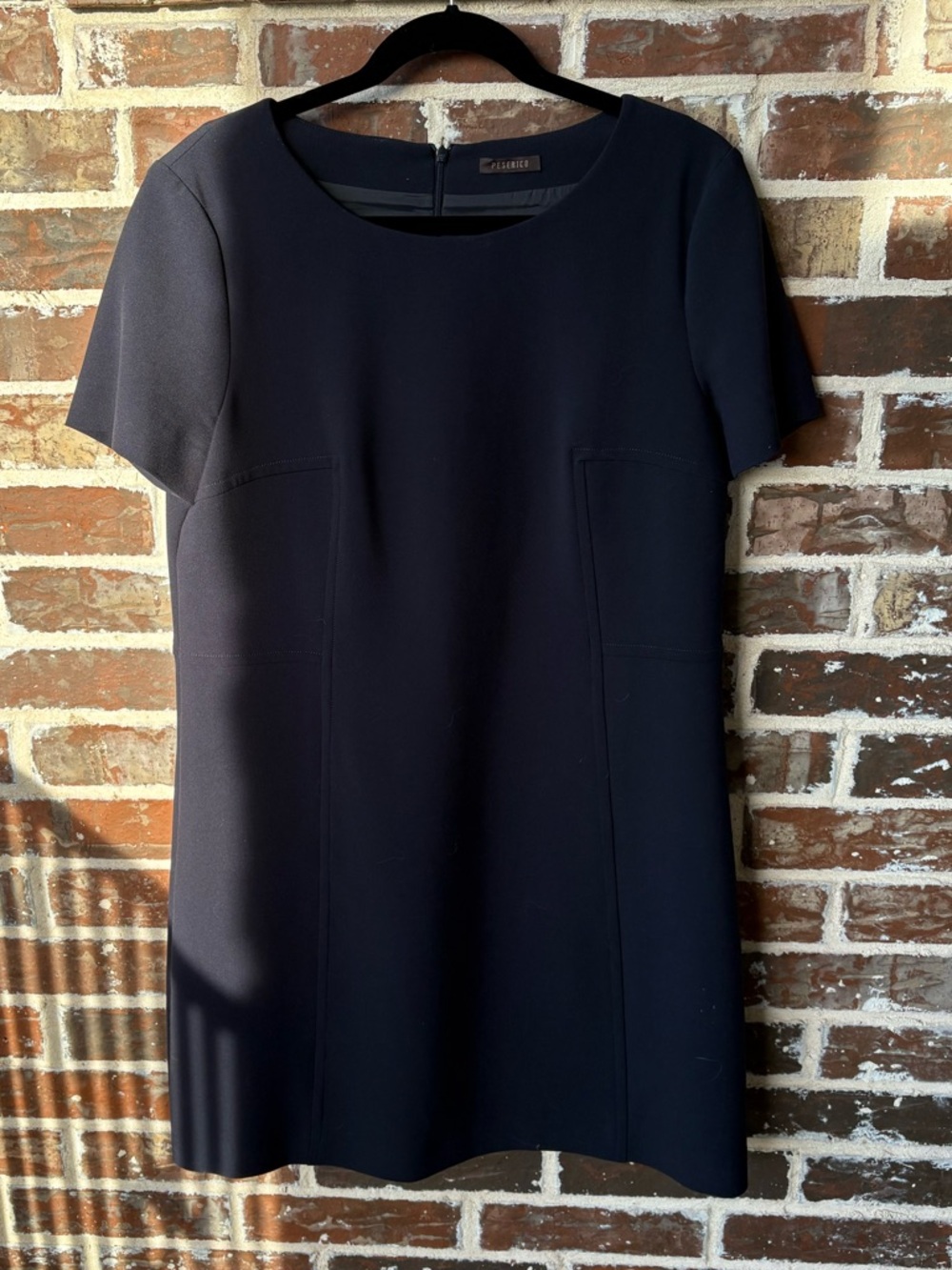 Peserico A-Line Navy Short Sleeve Shift Dress Italian Size 48 / US 12